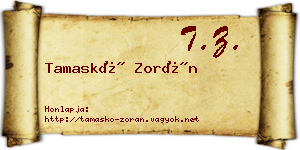 Tamaskó Zorán névjegykártya